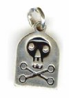 Sterling Silver 13.5x9mm Skull & Cross Bones Pendant